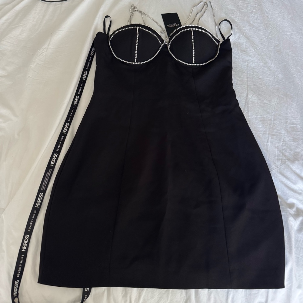 Elegant Black Dress with diamond Detailing